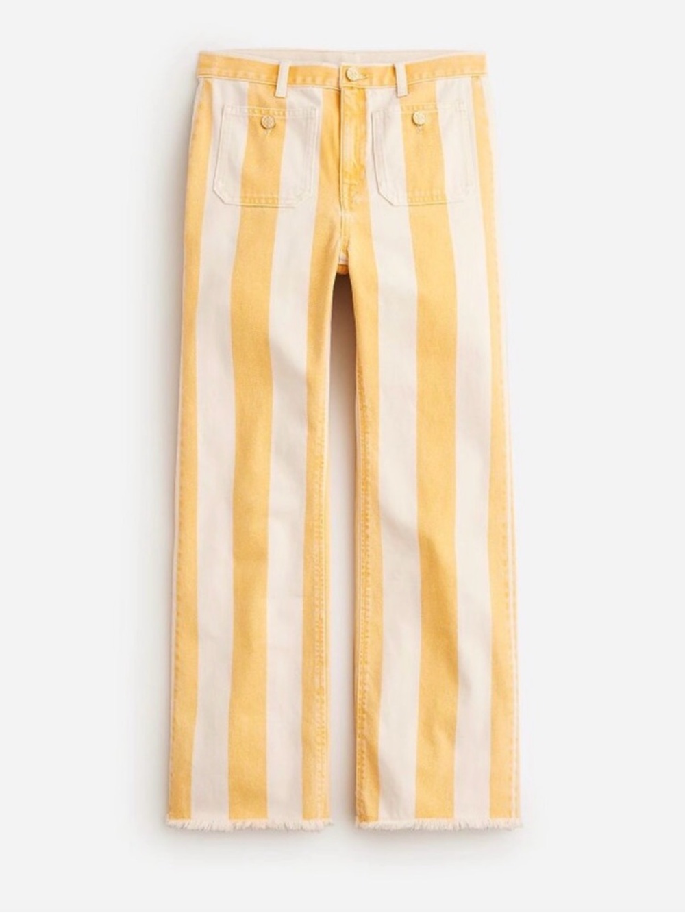 J. Crew Yellow and Cream Striped Women's Demi Boot Jeans